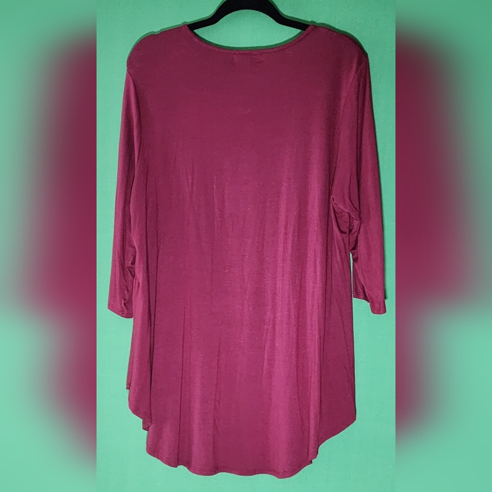 Perfectly Priscilla High Low 3/4 Sleeve Tunic Size XL - Picture 2 of 4